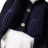 New Coarse Needle Buckle Dress Short Knitted Coat
