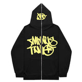 New High Street Hip-Hop National Tide Printing Zipper Clothing Fashion Fashion Couple