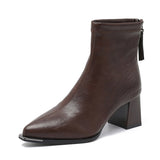 2025 Autumn And Winter Retro Style Women's Fashion Boots Tips Thick And Boots With Windcoat After Zipper High Heel Boots New High Heel