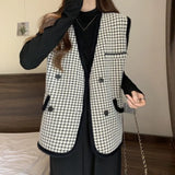 Zingj Fragrant Wind Big Size Fat MM Autumn Winter Light Ripe Vest Vest Fashionable Chic Foreign Style Straight Tube Fold Wear Thousand Bird Case Horse Clip-Outfit