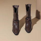 Heavy Trouser Tube Boots Women's Tips 2025 Autumn And Winter Design Feel The Western Boots In The Coarse And Medium Boots Women's