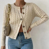 Autumn Sweater Women's Large Size Mahjong Collar Collar Cardigan Long-Sleeved