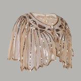 1920s Flapper Shawl Sequin Beaded Short Cape Beaded Decoration Gatsby Party Mesh Short Cover Up Dress