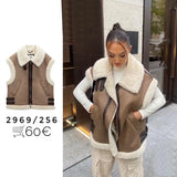 Zingj 2023 New Women's Fashion Fashion Camel Motorcycle Fur