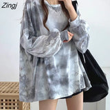 Sleeve T-shirts Women Harajuku Tie-dye Stylish Autumn Chic Top Teens Streetwear All-match Hot Sale Clothing Y2k