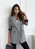 2025 New Suit Collar Long Sleeve Temperament Commuting Fashion Blast Lattice Small Suit