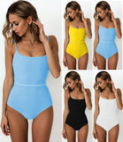 Zingj Popular Female One-Piece Swimsuit Solid Color Special Cloth Belt Integrated Bikini
