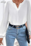 Spring Clothing Loose Tops Chiffon Blouse White Tops Office Lady Long Sleeve Fashion Women Shirt Solid Elegant New