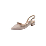 Sandals 2025 New Summer Paint Skin Behind The Empty Sharp Head Single Shoes Women's Head With The Coarse Heel Flat