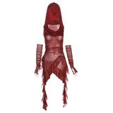 New Halloween Cos Red Collar Hooded T-Shirt Women's Lotus Side Irregular Sleeves Thin