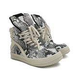 And Winter Guangzhou Shoes Leather Snake Skin Round Head Height Thick Sole Leisure Lace Upside Triangle Men's Board Shoes Large 48