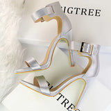 Shoes 2022 Women's Sandals Super High Heels Summer Women Shoes Fashion Metal Belt Buckle Heeled Sandals Sexy Party