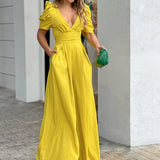 New Women's Short-Sleeved Stylish Elegant Large-Size Wide-Legged Jump-Legged