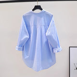 Fresh Fruit Green Cotton Shirt Women's Single Pocket Loose Thin Sleeve Shirt Spring And Autumn New