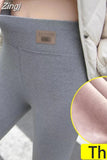Women's Winter Leggings with Fleece Grey High Waist Soft Trousers Casual Stretch Thermal Slimming Warm Leggings for