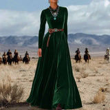 Elegant Autumn And Winter Long Sleeve Western Velvet