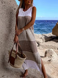 Fashion Trend Women's New Round Neckless Sleeveless Under The Pended Fork Knitting