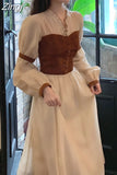 Dresses for Women Long Sleeve V-neck Chiffon One-piece Dress Korean Evening Party Fairy Dress Elegant Female Spring