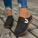 Bag Head Flat Bottom Leisure Half Slippers Women 2025 New Solid Color Slope And Metal Buckle Beach