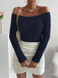 And Autumn New Word Collar Shoulder Repair With A Short Knitted