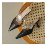 Sandals Fine Heel 2025 Spring And Summer New Word With Pointed High Heels Water Drill High Heel Slippers