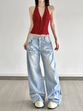 With The Same Strap To The Waist Hanging Neck Deep V-Neck Vest Sexy Hottie Thin Short Repair