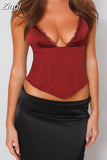 Sexy Spaghetti Strap Bustiers Crop Tops Women Sleeveless Lace V Neck Sling Camis Party Club Casual Backless Vest