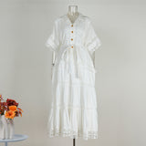 And Autumn New Court Style Small Retro Hollow High-End Lace To Receive Short-Sleeved Collar Long