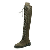 Explosive Large Code 35-43 Yards Flat Over The Knee Women's Long Boots Autumn And Winter New Velvet Locomotive