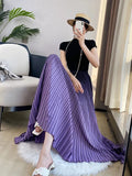 Gradient Pleated Long Skirt- Outfit