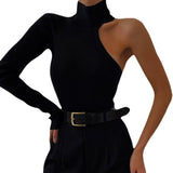 Women's Summer Single-Sleeve Long-Sleeved Round-Necked Body-In-Body Women's Uniform Sexy Style Fashion