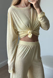 Lazy Wind Perspective Loose Long Open Shirt Plus Short Skirt Suit Women's Jersey Trousers Two