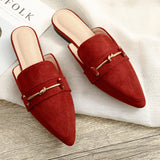 New Sharp-Headed Cold Half Slippers Women's Head Flat Bottom Wearing Casual Size 41-42 Muller