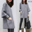 Zingj Autumn / Winter New Plus Size Women's Fat MM Loose Splicing Long Sleeve Coat Long Solid Color Top Round Collar
