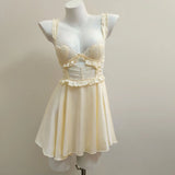 Pajamas Women 2025 New Summer Pure-Sensive High-End Feel Breast Pad Ladies Lace Ice Ribbon Sling