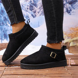 Bottom Snow Boots Women 2025 Winter New Fur Belt Buckle Warm And Velvet Anti-Slip Wearing Cotton
