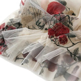Retro High-Rise Thin Embroidery Big Flower Fashion Sweet Mesh In The Long Fairy Dress