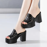 Summer Sandals And Slippers Women's Muffin Thick-Soled Waterproof Platform Fish Mouth Fashionable Large-Size Thick-Heeled High-Heeled