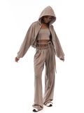 Short Coat With Breast-Smeared Straight Trouser Trousers Sports Suit Casual Jacket Three-Piece High