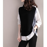 2025 Spring And Autumn Tide Design Fashionable Two Splicing Stripes Loose Leisure Long-Sleeved Shirt