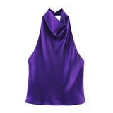 Summer New Silk Hysm Texture Hanging Neck Dress 3203317 Vatry Dress