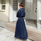 Dress Early Autumn Long To Ankle Thin A-Size Dress High Waist Oceanic Fatmm Long