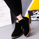 Large Size 42 Flat Bottom Short Boots Women's Round Head Side Zipper Martin Boots And Bare