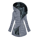 Wool Collar Zipper Long Sleeves To Keep Warm Hooded Coat Coat Cotton Women