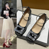 Height Height Red And Mary Treasure Shoes Engagement Shoes Show Toast Thick Heel Does Not Tired Wedding Shoes Daily Single