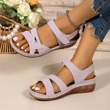 New Large-Size Casual Fish Mouth Sandals Roman Sandals Wearing Magic Sticker And Thick-Soled Sandals