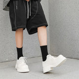 Zingj Wind Small Leather Shoes Thick Sole Increased Spring And Autumn New Lace-Up Happy Shoes Versatile Casual Leather Shoes