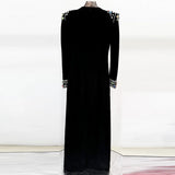Star Temperament Elegant Heavy Industry Gems Diamond Long Sleeve Long Dress Dress Dress
