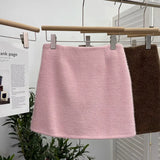 Shooting Pink Hair This Dress Girl Autumn And Winter High Waist A-Buffed Short Skirt Anti-Light One-Step Skirt