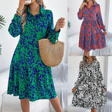 2025 Casual Casual Leopard-Print Long-Sleeved Shirt Skirt Women's